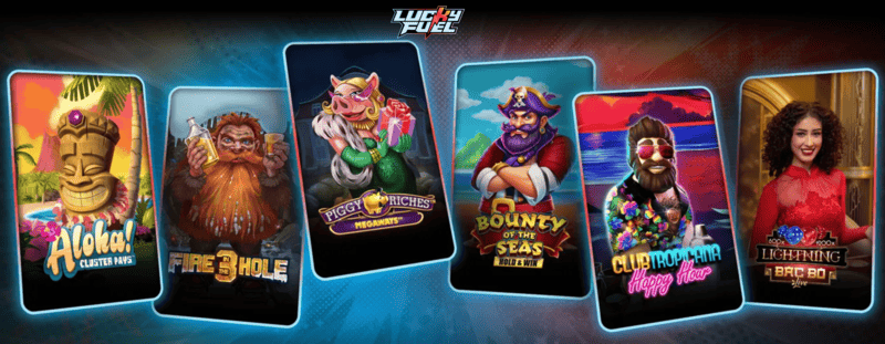 Populære LuckyFuel slots som Aloha, Fire in the Hole og Piggy Riches
